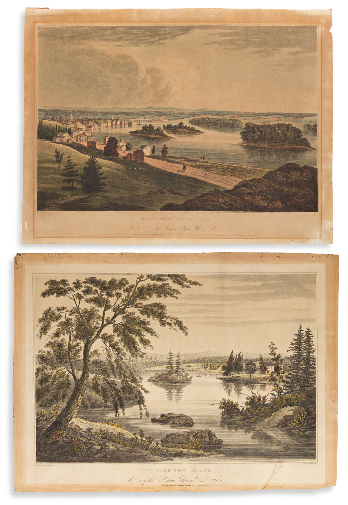 (HUDSON RIVER PORTFOLIO.) John Hill; after William Guy Wall. Group of 5 hand-colored aquatint and engraved plates.